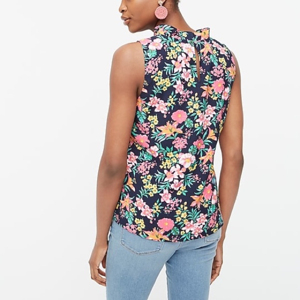 J. Crew Printed Ruffleneck Top - Picture 2 of 4
